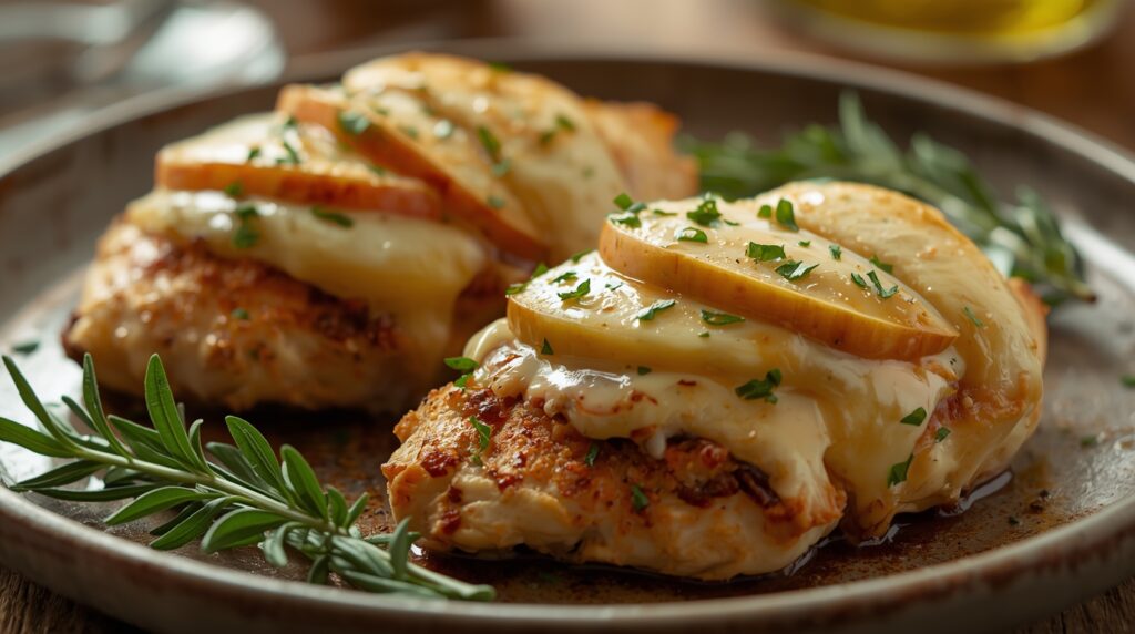 курячі грудки з сиром та яблуками