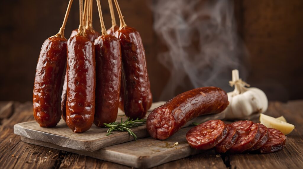 домашня копчена ковбаса з часником